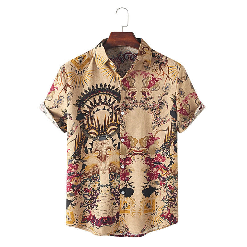 Chemise à manches courtes pour hommes avec impression de fond élaborée et col classique Chic und Stil
