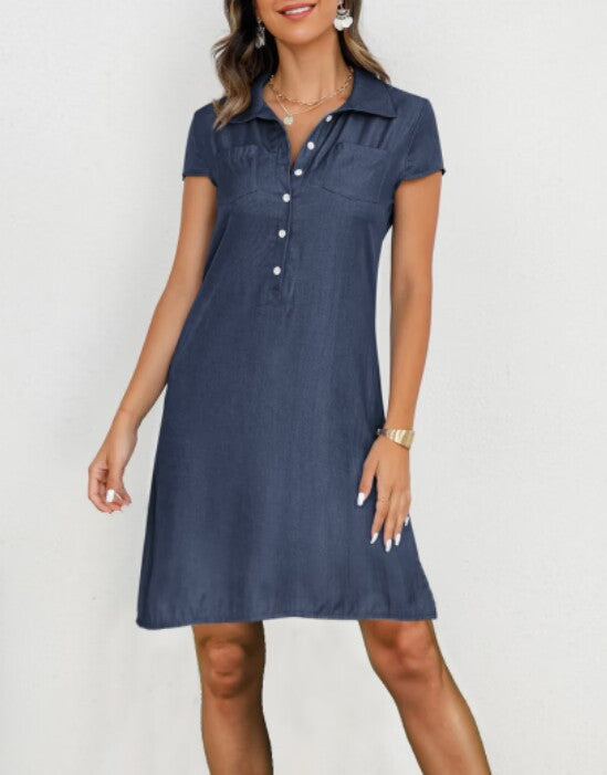 Robe polo pour femme avec décolleté à boutons et poches poitrine Chic und Stil