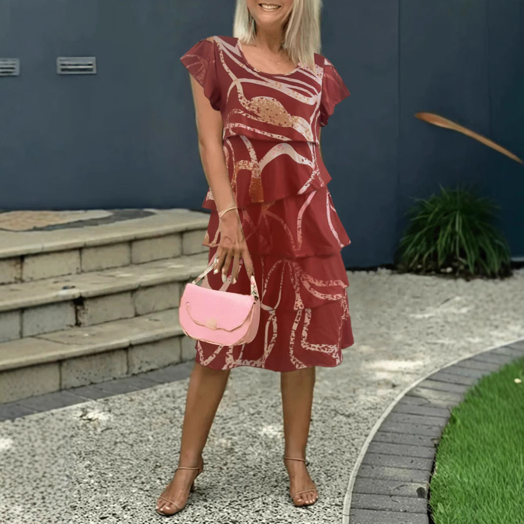 Robe portefeuille fluide pour femmes avec un superposition élégante et un motif unique Chic und Stil