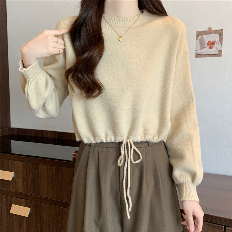 Pull décontracté pour femmes avec cordon de serrage et manches volumineuses Chic und Stil