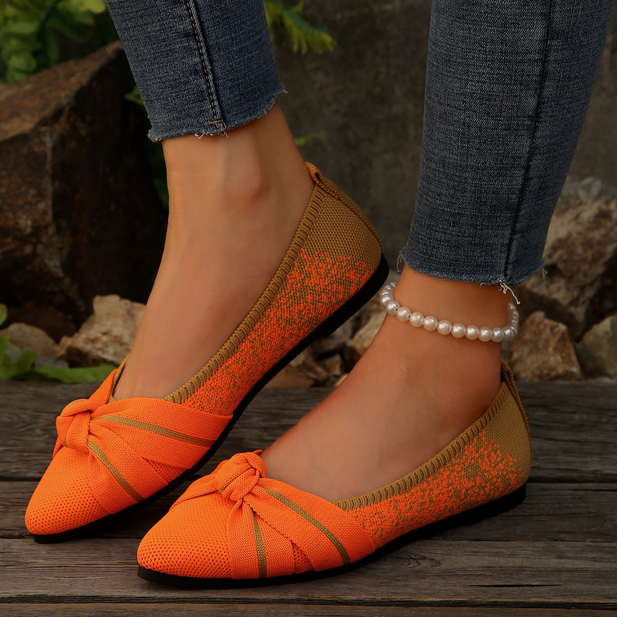Ballerines élégantes pour femmes avec décoration en nœud et design de chaussure pointue Chic und Stil