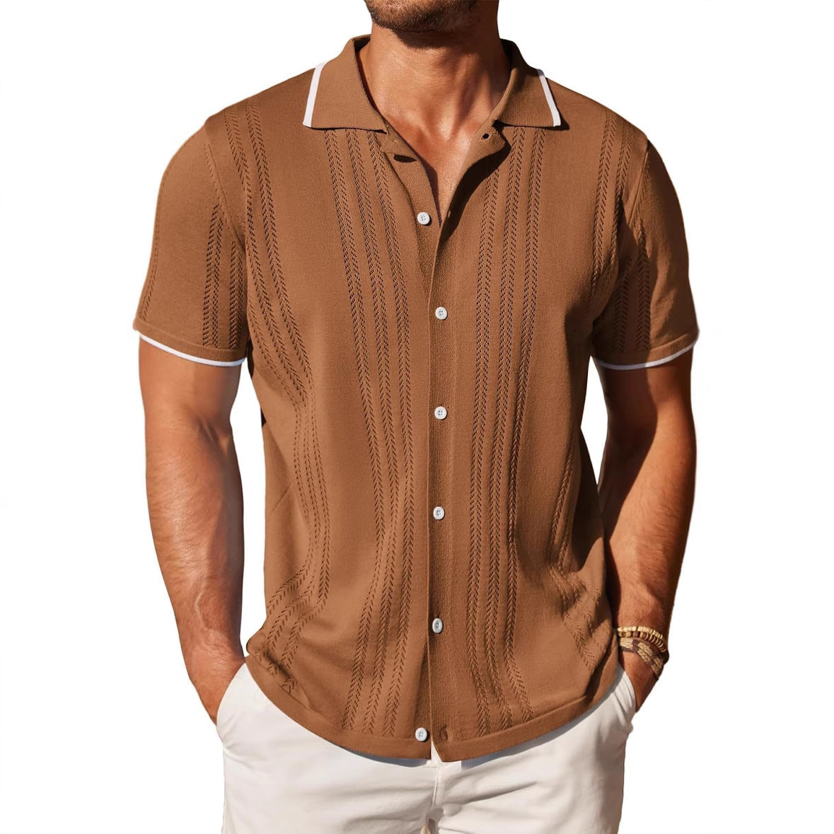 Chemise à manches courtes pour hommes avec motif texturé Chic und Stil