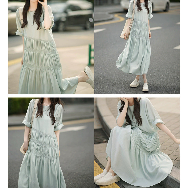 Robe midi décontractée pour femme avec détails froncés Chic und Stil