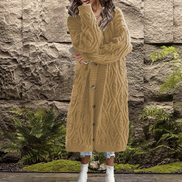 Kimono en gros tricot pour femmes avec un motif de tresse tendance et des poches pratiques Chic und Stil