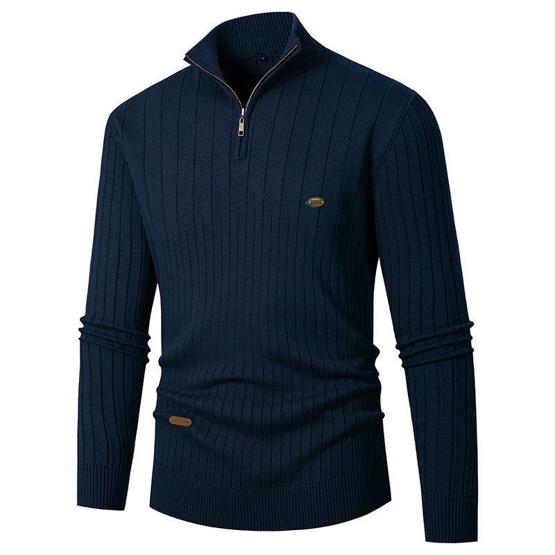 Pull homme tendance avec fermeture éclair et design en fine côtes Chic und Stil