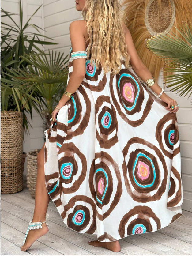 Robe longue pour femmes avec motif circulaire moderne et coupe aérienne Chic und Stil