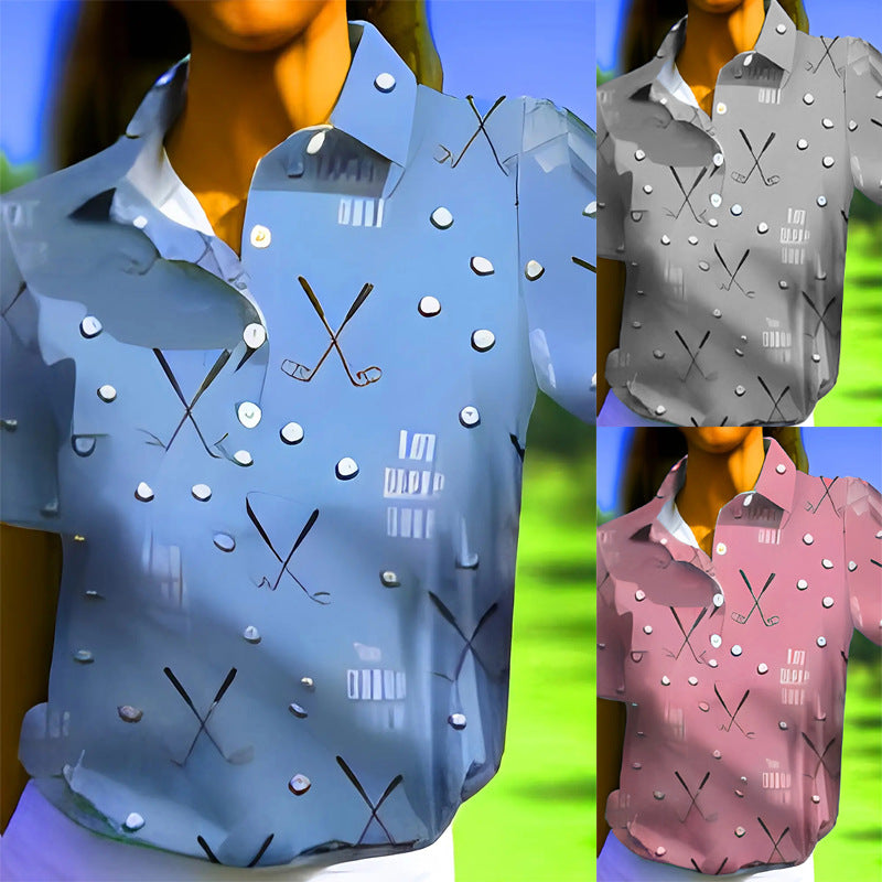 T-shirt polo pour dames avec un motif de golf moderne et une coupe confortable Chic und Stil
