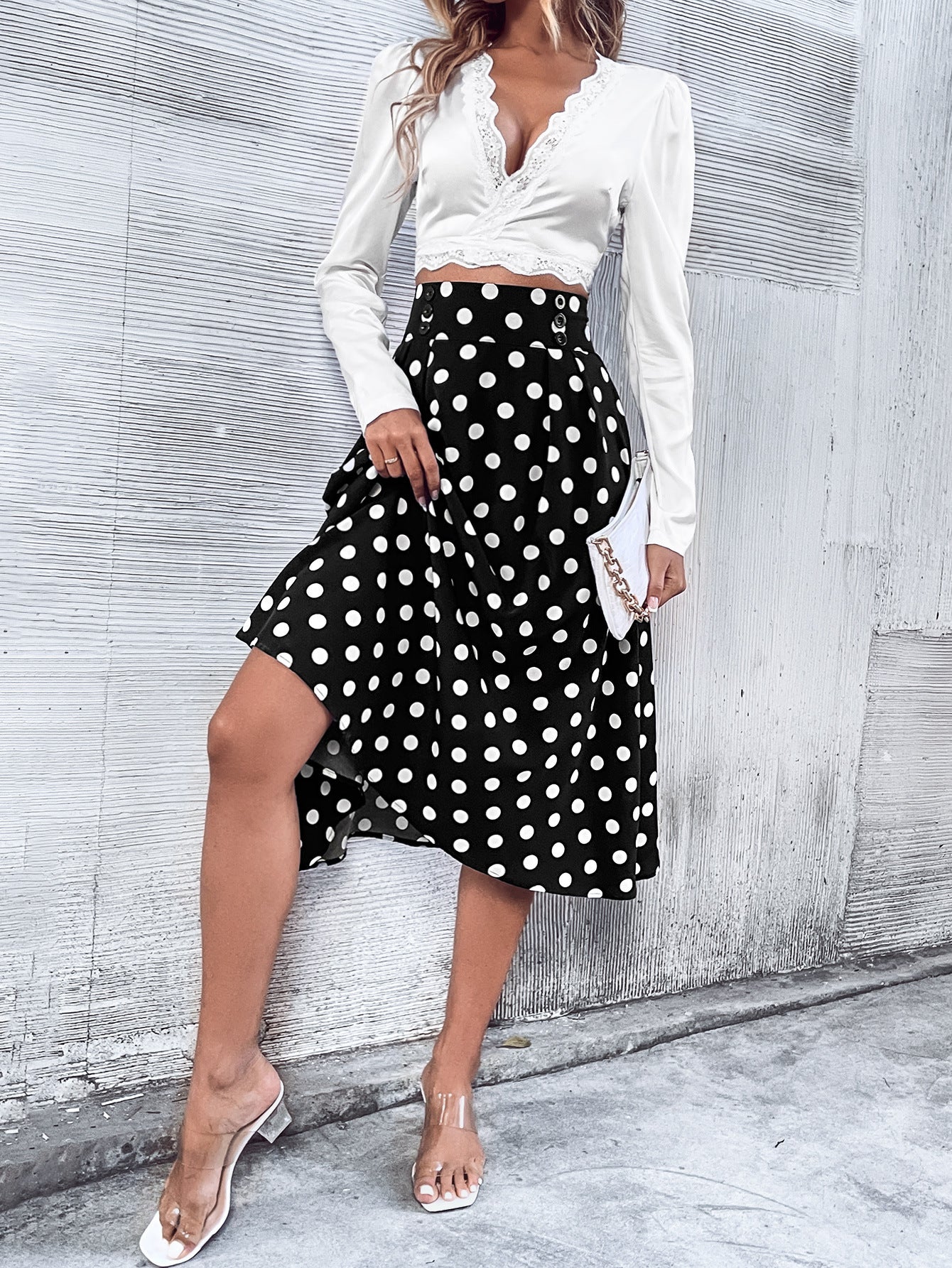 Rochet pour femmes avec des pois et des poches pratiques Chic und Stil