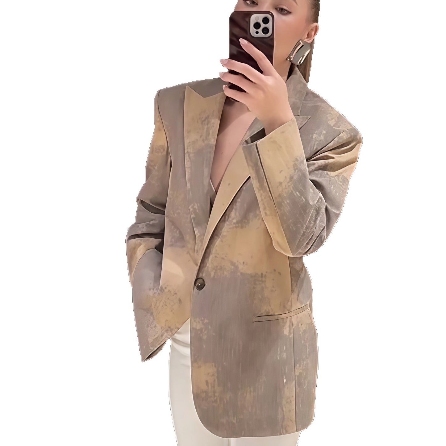 Dames Blazer Oversized avec un dégradé de couleurs artistique Chic und Stil