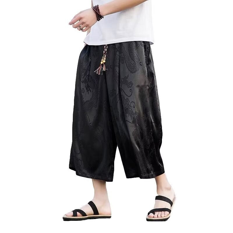 Airy harem pants for men with elegant pattern and elastic waist Chic and Style