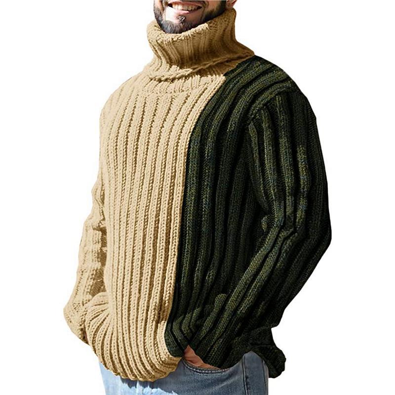 Pull à col roulé pour hommes avec design côtelé texturé Chic und Stil