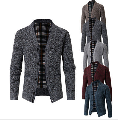 Cardigan élégant pour hommes en tricot à motif à carreaux Chic und Stil
