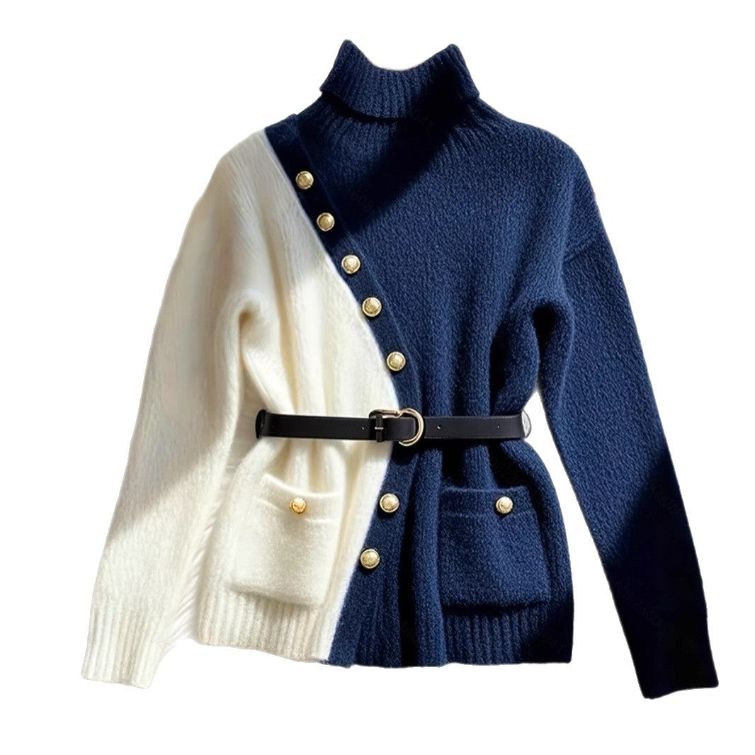 Femmes Pull chic avec col montant et boutons élégants Chic und Stil