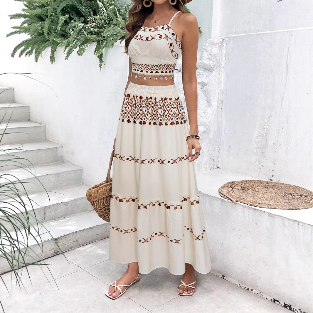 Robe maxi femme avec délicat motif brodé et silhouette aérienne Chic und Stil