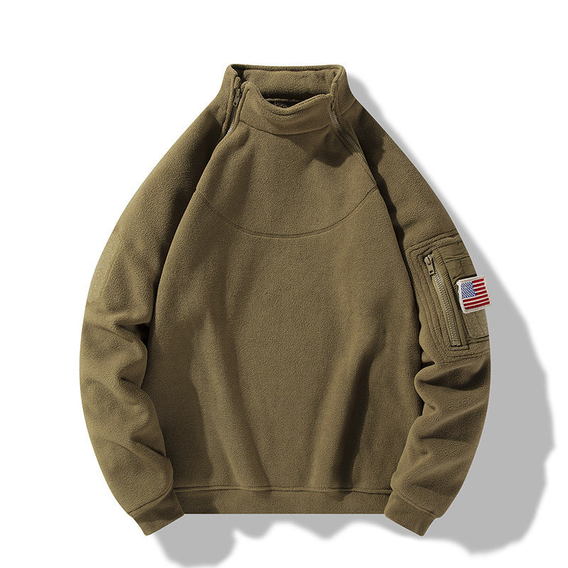 Fleece pullover for men with a high collar and practical zip pockets Chic und Stil