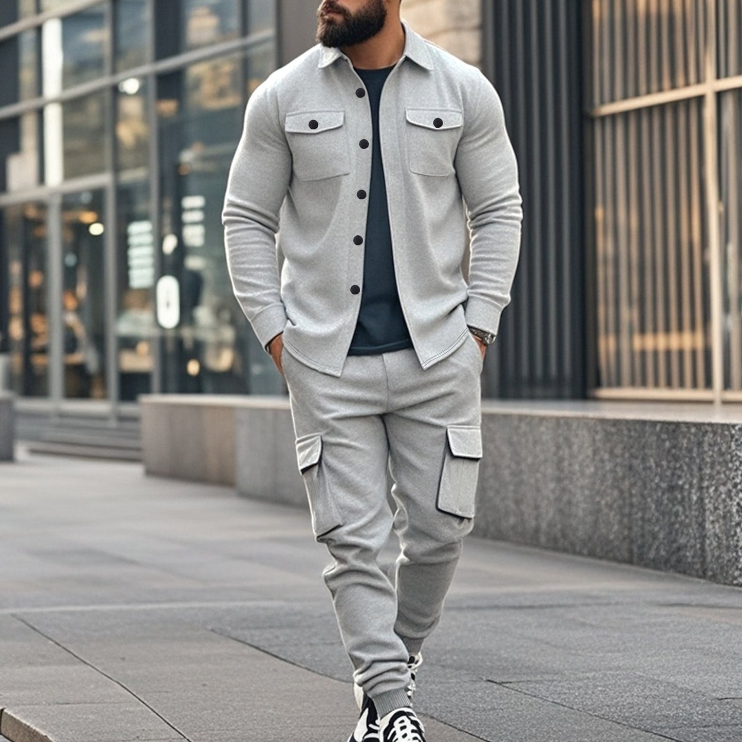 Costume de jogging cargo pour hommes avec poches fonctionnelles Chic und Stil