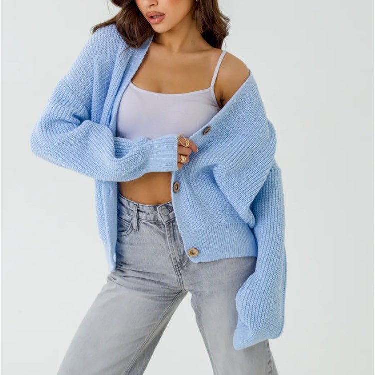 Cardigan en tricot décontracté pour femmes avec détails en boutons et manches évasées Chic und Stil