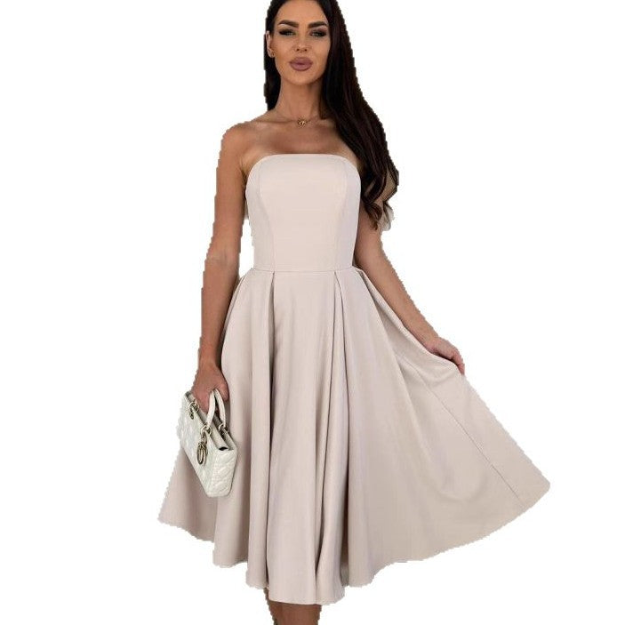 Robe sans bretelles en A pour dames Chic und Stil