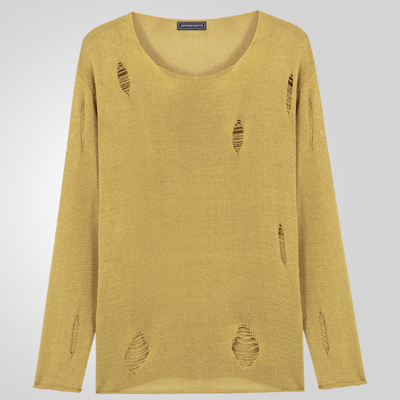 Homme Pull ras du cou stylé avec des détails effilochés Chic und Stil