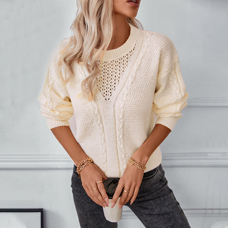 Pull en tricot pour femmes avec décolleté en V moderne et design en torsade Chic und Stil