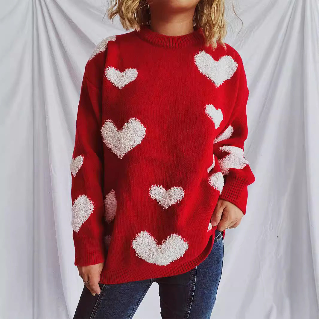 Pull femme avec motif en cœur et applications moelleuses Chic und Stil