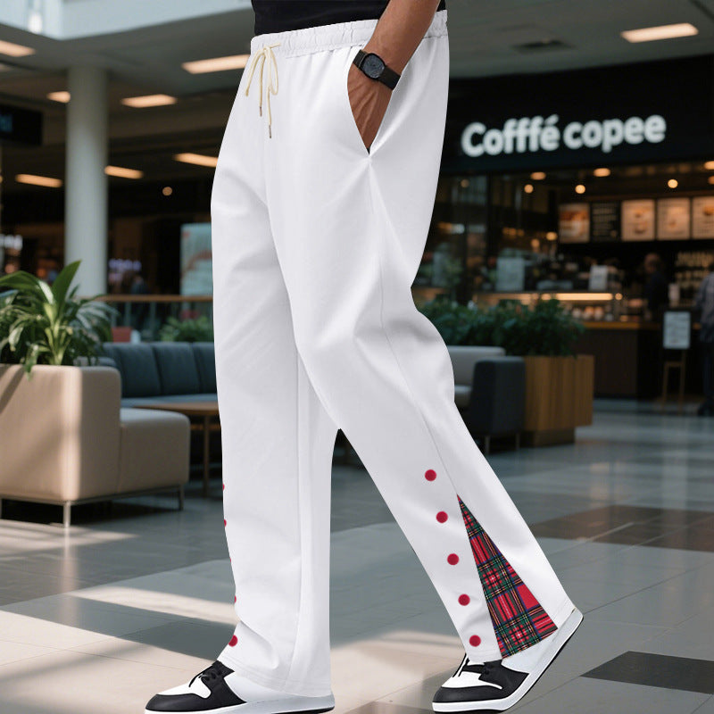 Pantalons de loisirs confortables pour hommes avec détails en carreaux sur les côtés Chic und Stil
