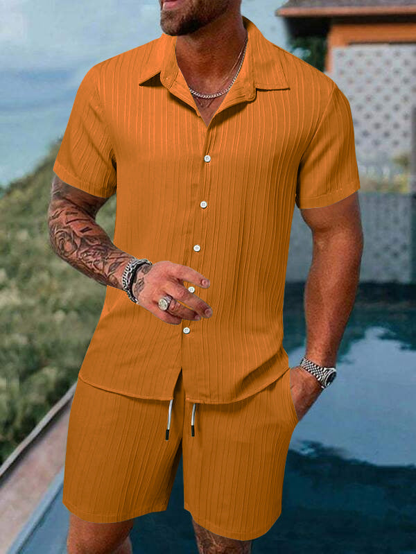 Chemise à manches courtes en rayures pour hommes Set Chic und Stil