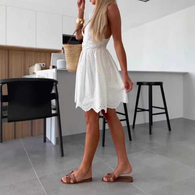 Robe d'été femme avec broderie ajourée Chic und Stil