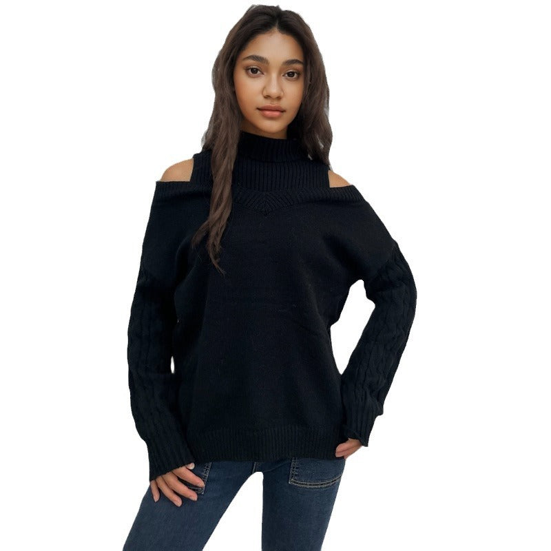 Pull en tricot pour femmes avec design épaule dénudée et manches structurées Chic und Stil