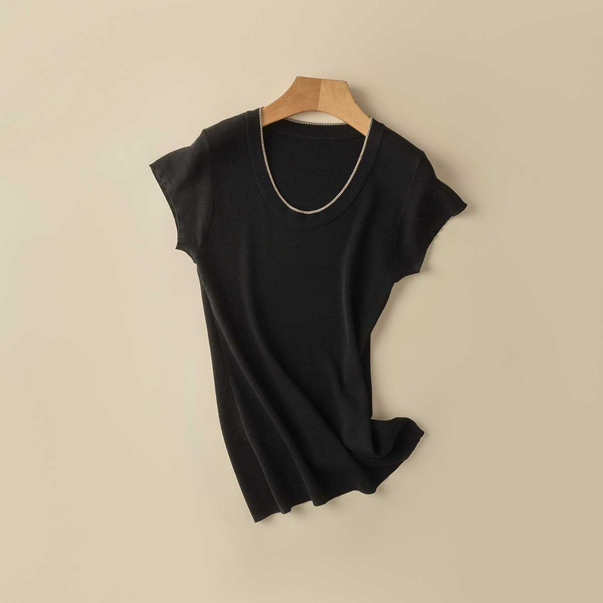 T-shirt à manches courtes en tricot doux pour femmes Chic und Stil