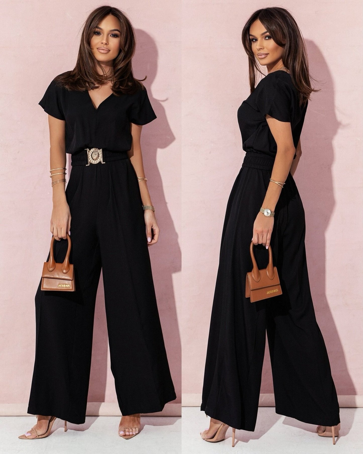 Women's jumpsuit with wide leg and belt Chic und Stil