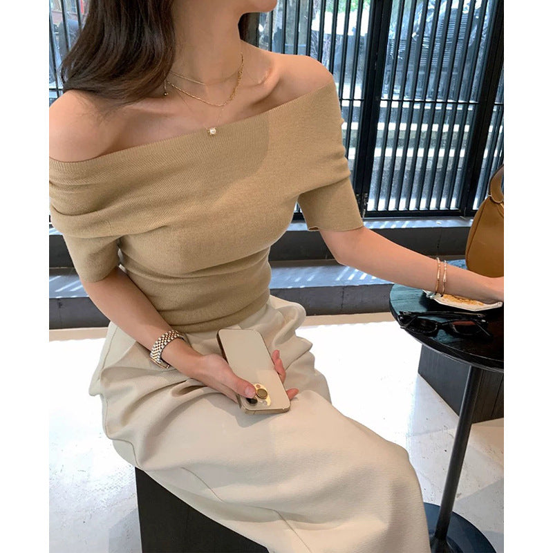 Haut en tricot off-shoulder pour femmes Chic und Stil