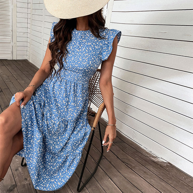 Femme Floral Midi Robe Chic und Stil