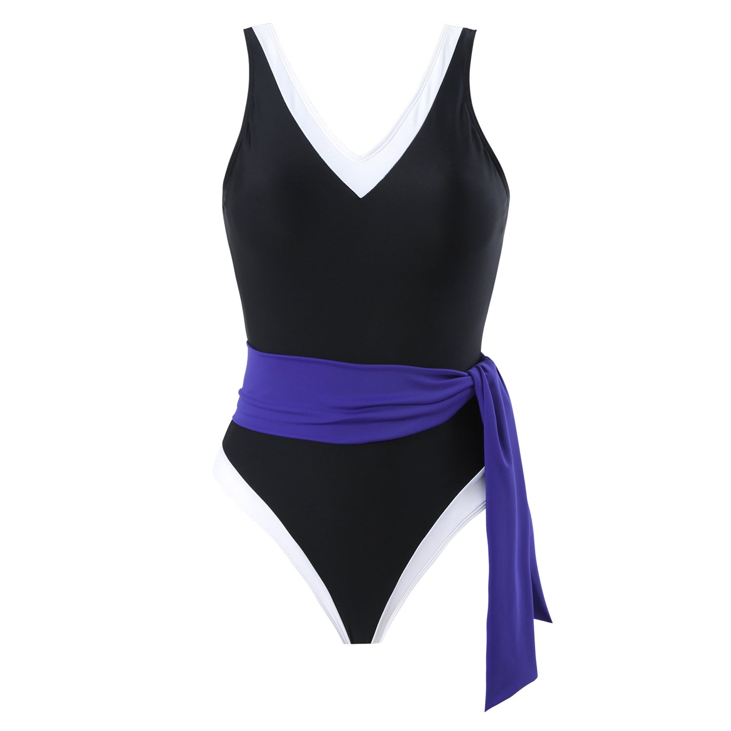 Maillot de bain une pièce pour femmes avec jupe enroulée élégante et schéma de couleurs contrastées Chic und Stil