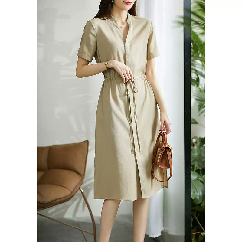 Robe midi décontractée à boutons pour femmes Chic und Stil