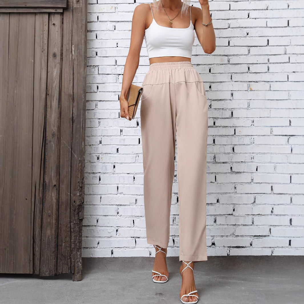Pantalon de loisirs élégant pour femmes avec taille élastique et poches latérales pratiques Chic und Stil