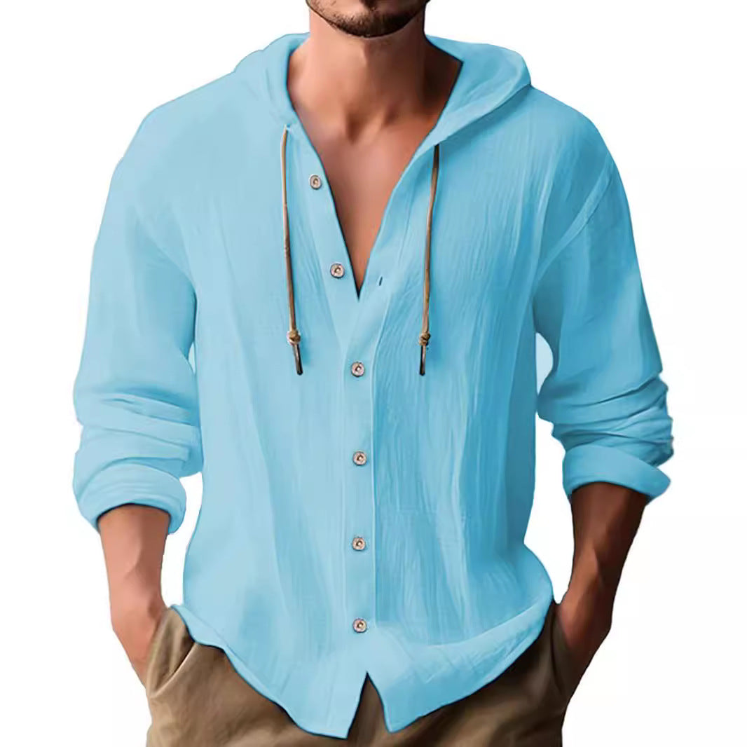 Chemise à capuche décontractée pour hommes avec patte de boutonnage et manches élastiques Chic und Stil