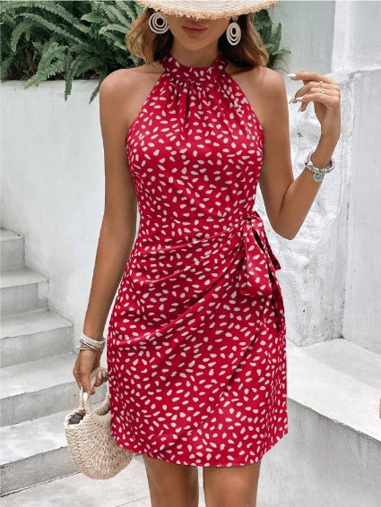 Robe portefeuille femme taille haute avec élégant col halter Chic und Stil
