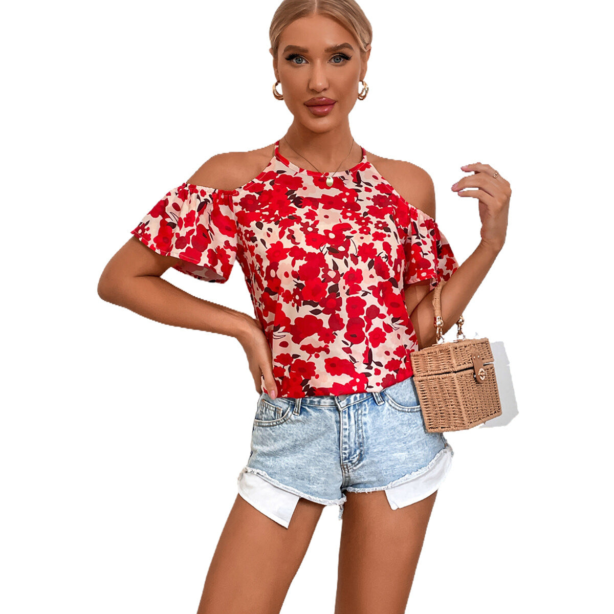Chemisier pour femmes avec épaules dénudées et motif floral Chic und Stil