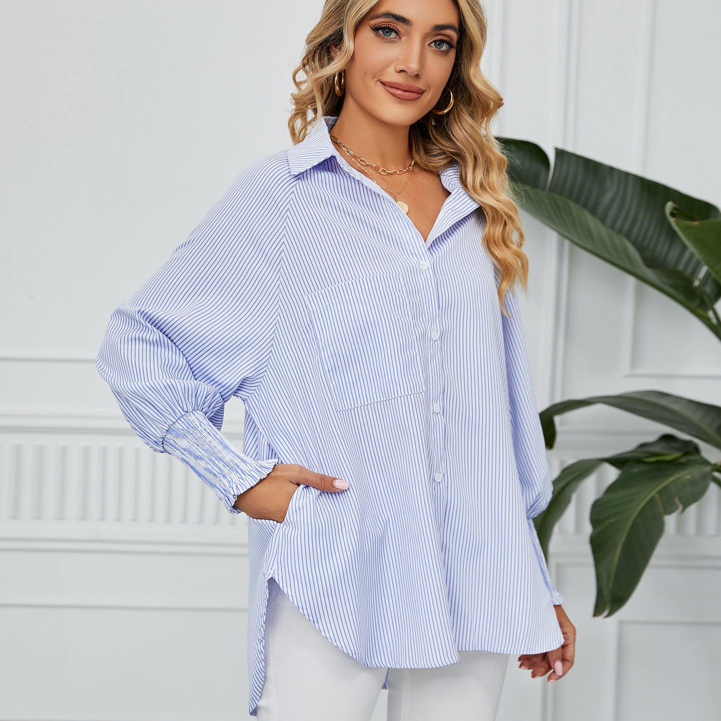 Blouse oversize décontractée pour femmes avec rayures Chic und Stil