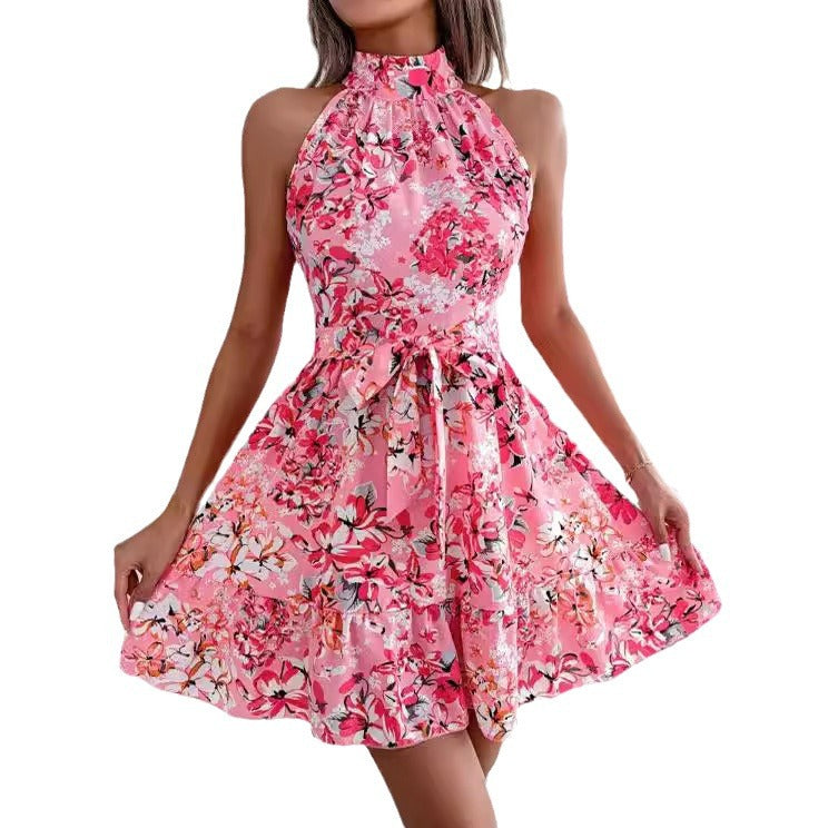 Robe mini florale à col pour femmes Chic und Stil