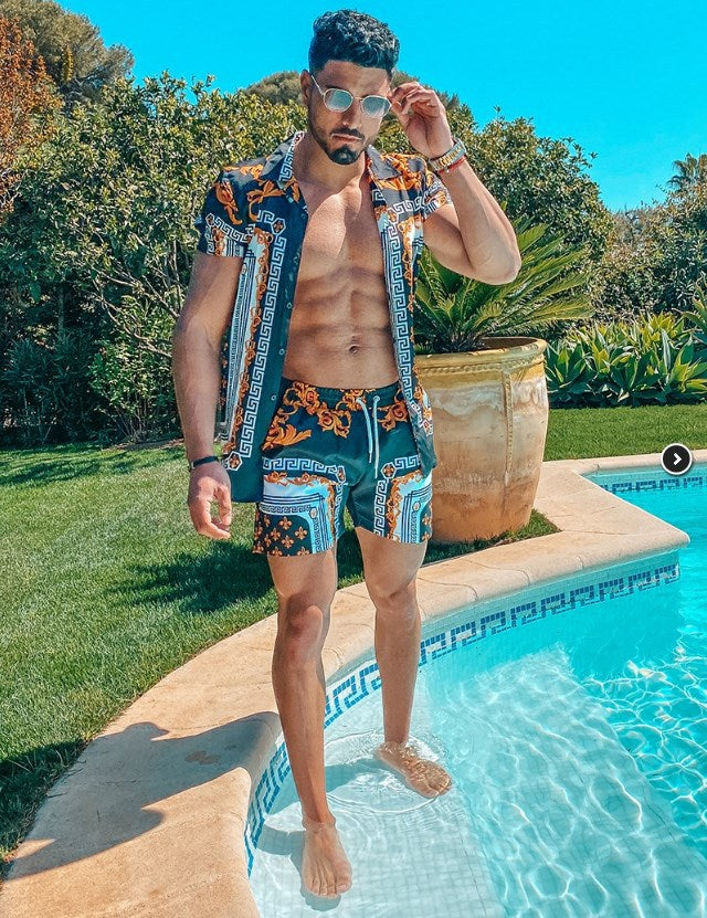 Hommes ensemble de plage à motifs à manches courtes élégant Chic und Stil