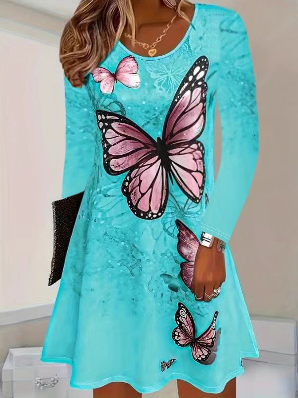 Robe femme avec imprimé papillon artistique et silhouette aérienne Chic und Stil