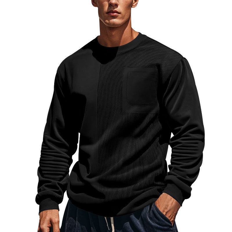 Hommes sweat-shirt décontracté avec design structuré et poche poitrine pratique Chic und Stil