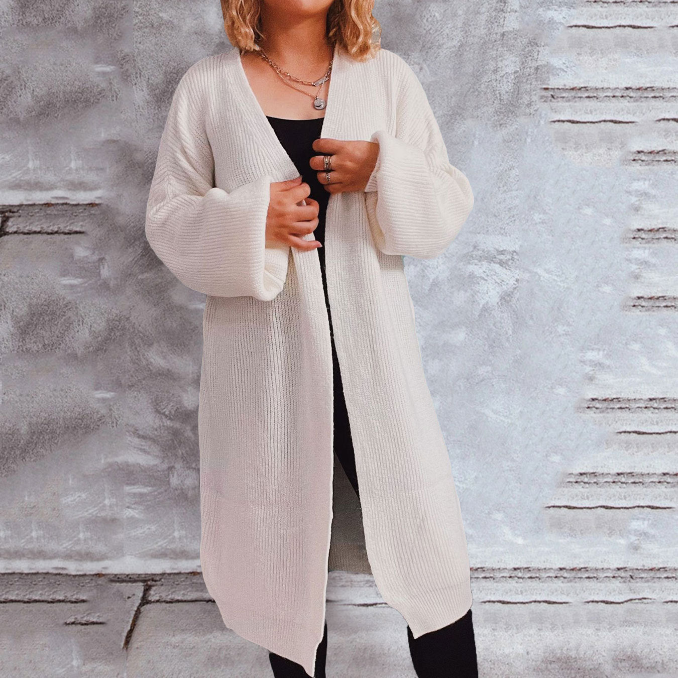 Cardigan en tricot décontracté pour femmes avec des manches oversized décontractées et une coupe ouverte Chic und Stil