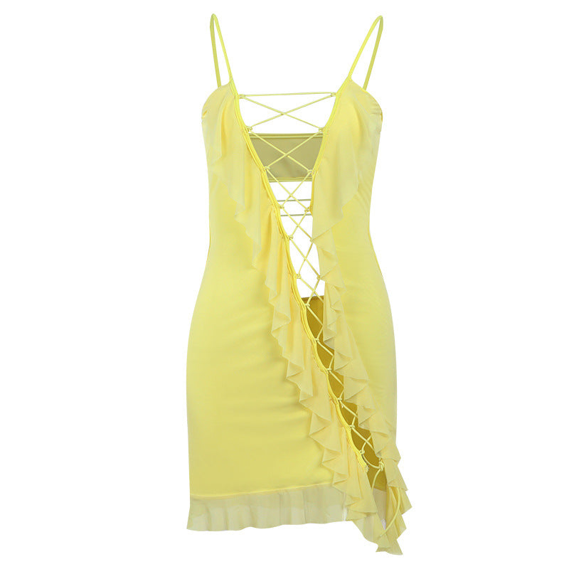 Robe mini à lacets en dentelle fleurie Chic und Stil pour femmes