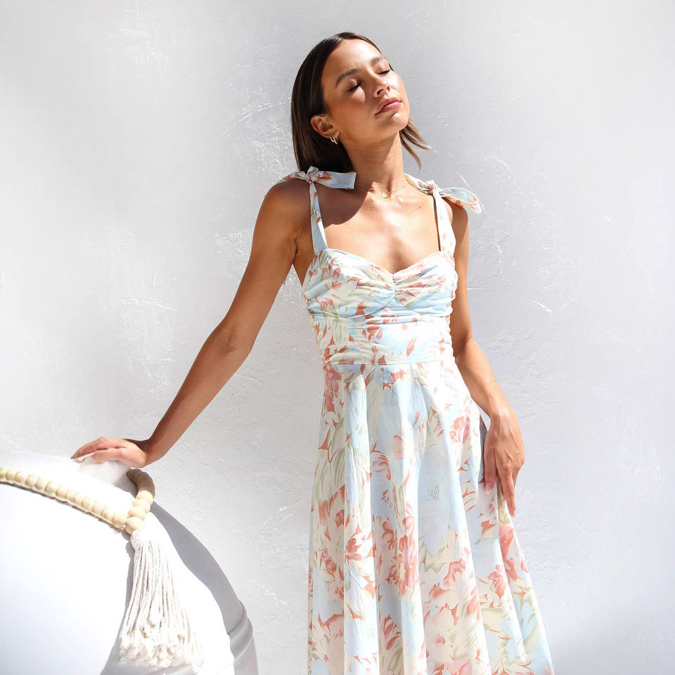 Robe midi à liens floraux Chic und Stil pour femmes