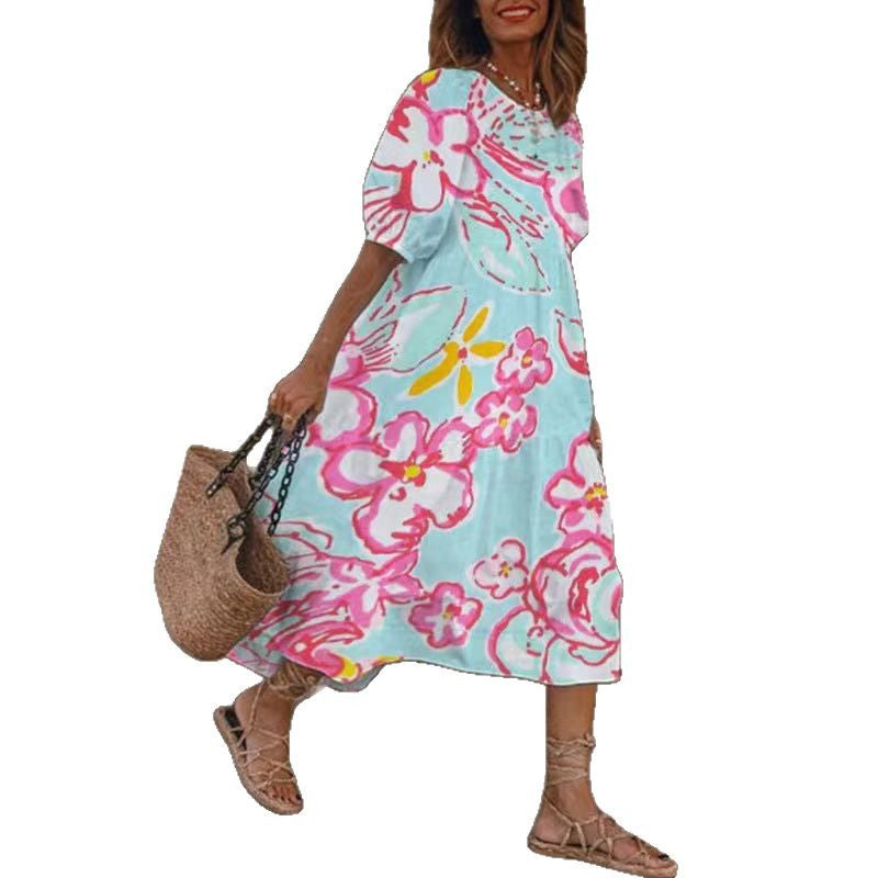 Robe maxi à devant noué avec motif floral pour dames Chic und Stil