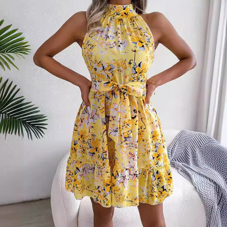 Robe mini florale à col pour femmes Chic und Stil
