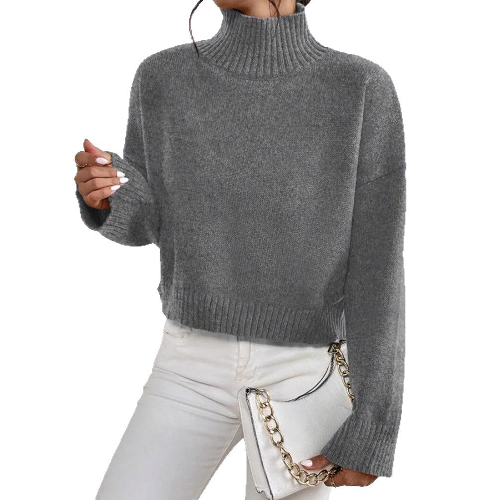 Dames pull col tendance en laine douce Chic und Stil
